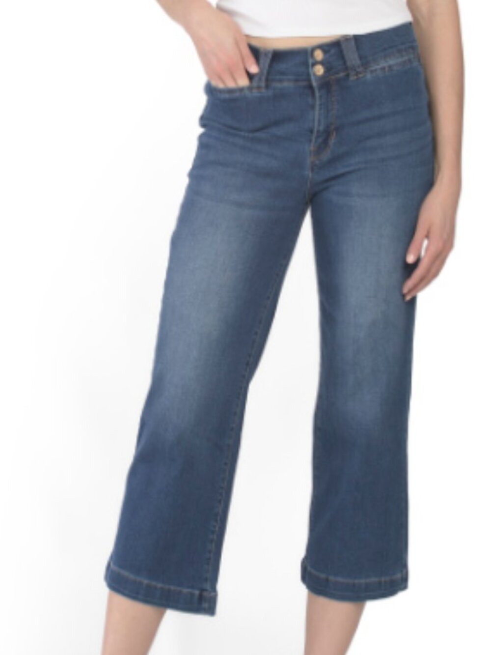 Nicole Miller Double Button Soho Wide Leg High Rise High Waisted Jeans Size 14